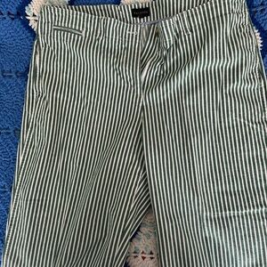 Talbots Green Striped Wide Leg Twill Pants size16W
